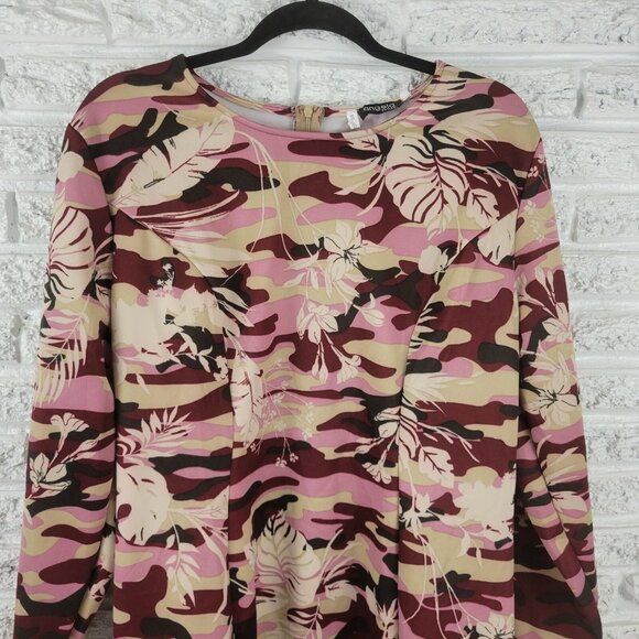 Angela Plus Women Dress 3XL Plus Shift Long Sleeve Career Office Burgundy FLO81E - Picture 4 of 10